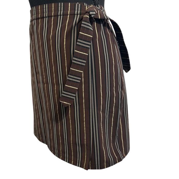 Vintage Burberry Wrap Skirt w/ Side Tie Chocolate Striped size L - Picture 2 of 12